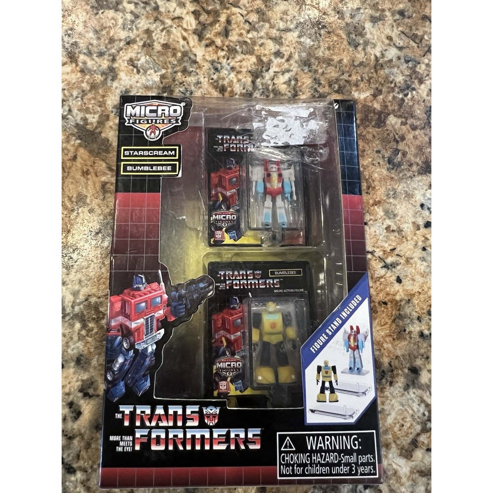 Micro Figures The Transformers Starscream & Bumblebee with Figure Stand NEW‎ BOX
